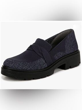 Bzees Women's Navy Knit Slip-On Loafer with Metallic Accent Size 10
